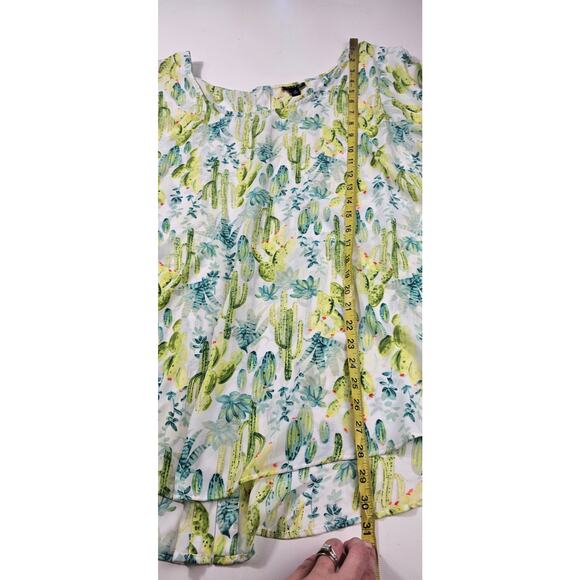 Torrid Abbey Georgette Button Back Blouse summer chiffon 4X Multi Cactus Print - Picture 6 of 7